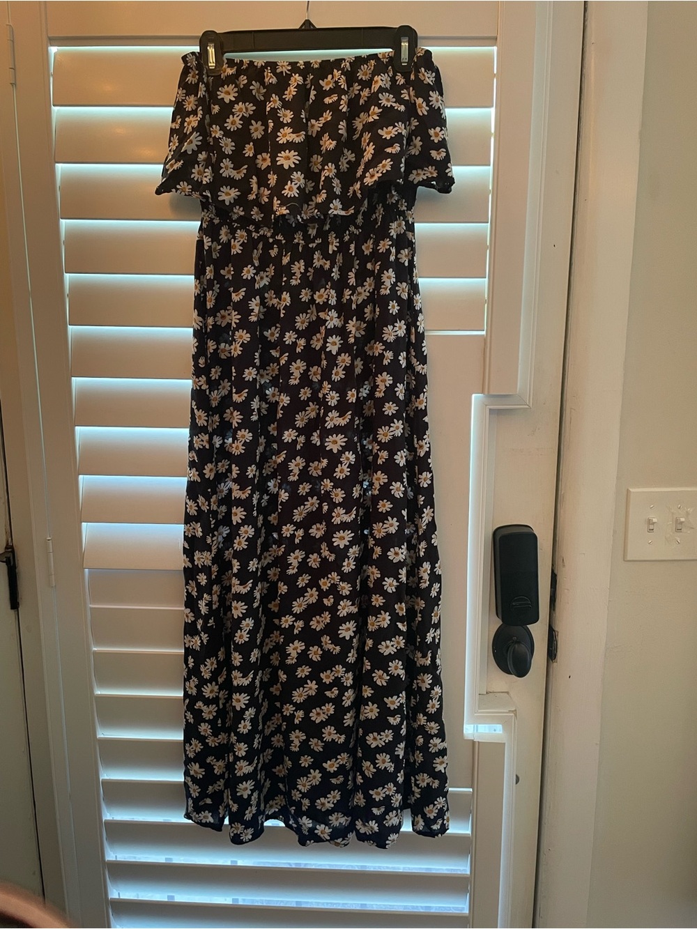 Yidarton Black Daisy Floral Off Shoulder Maxi Dress Size Large